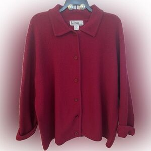 Lisa International Deep Red Wool Jacket